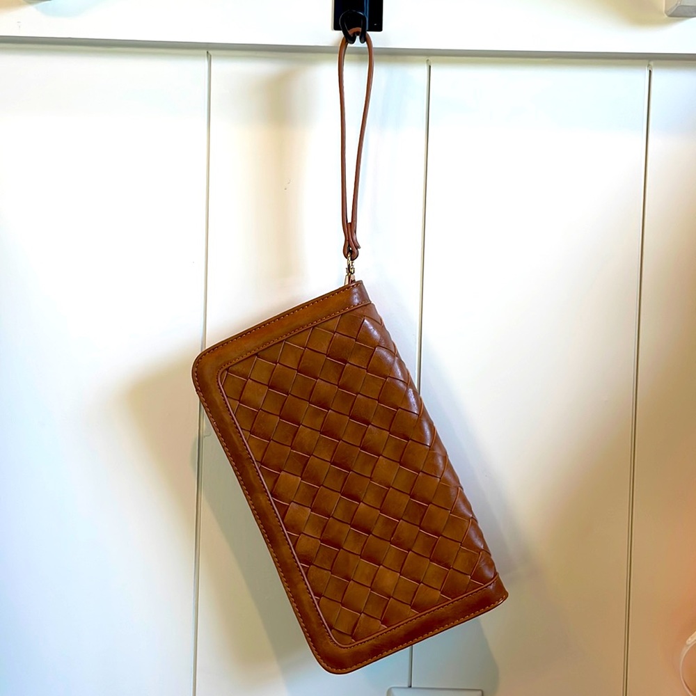 Urban Expressions brown vegan leather clutch